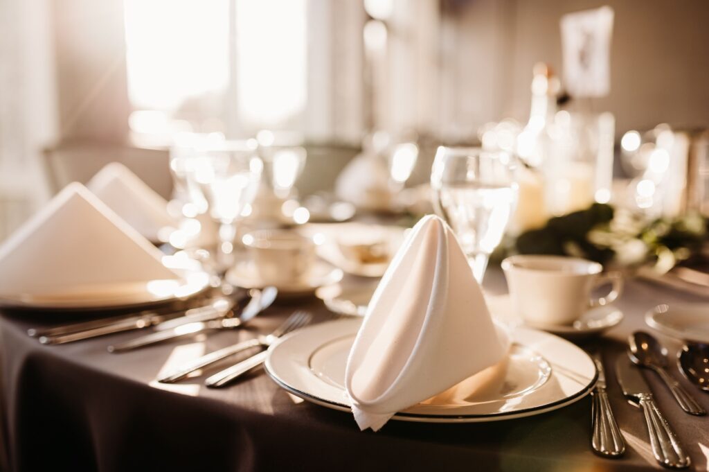Beautiful shot of a banquet table Beautiful shot of a banquet table